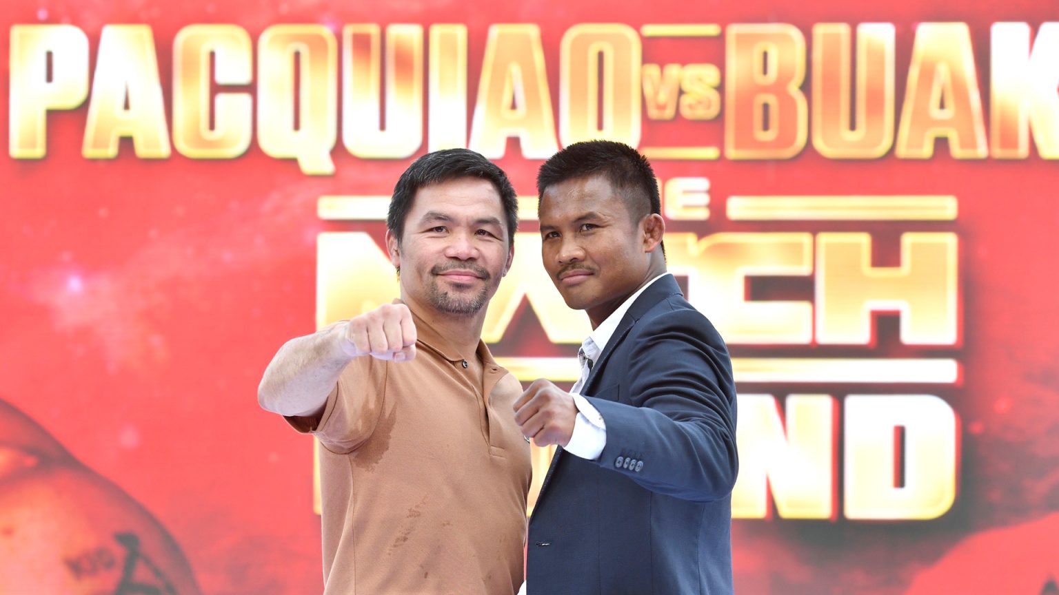 2 นักชกโคตรมวยโคจรมาพบกัน “บัวขาว” Vs “ปาเกียว” ไฟต์หยุดโลกที่คนทั้งโลกจับตาดู