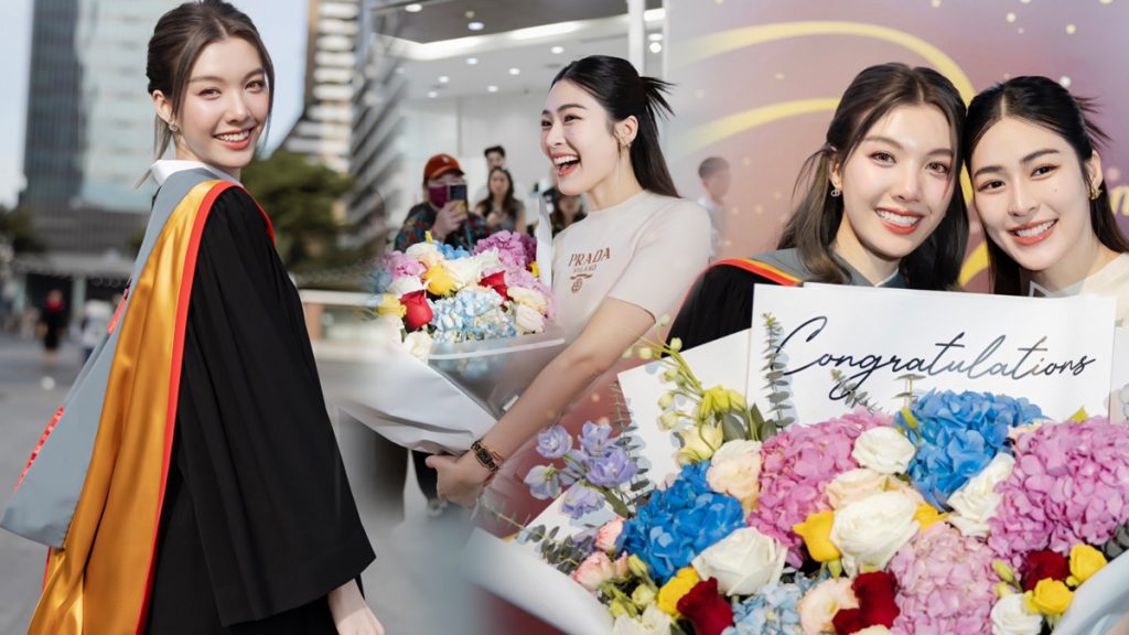 วันสำคัญของคนสำคัญ! ‘หลิงหลิง’ เซอร์ไพรส์ ‘ออม’ หอบดอกไม้ช่อโต ยินดีงานรับปริญญา