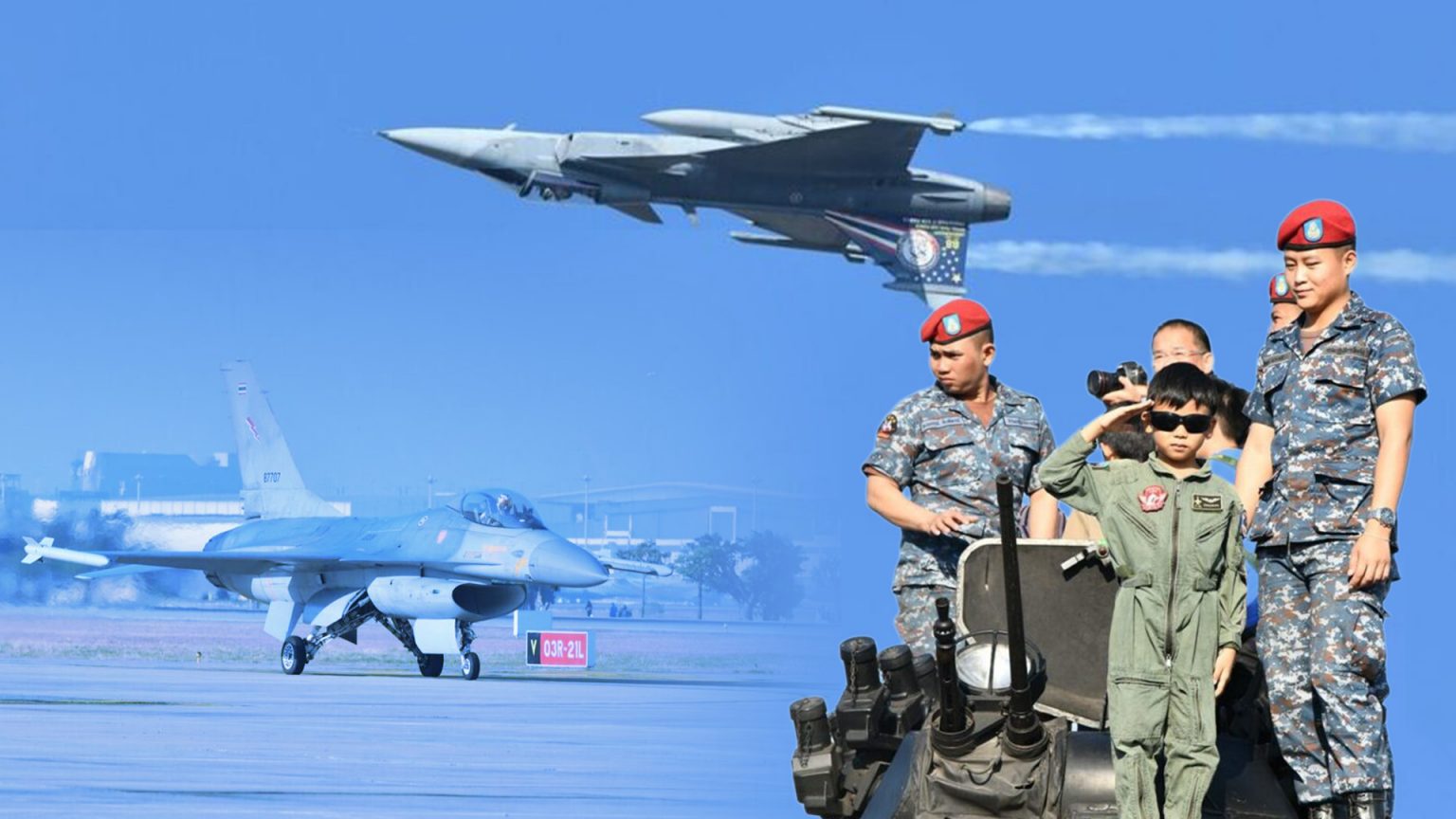 คนนับแสนร่วมชม “F-16 – Gripen” บินโชว์วันเด็ก